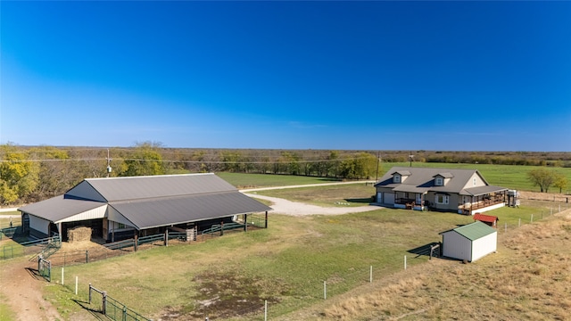 bird's eye view with a rural view