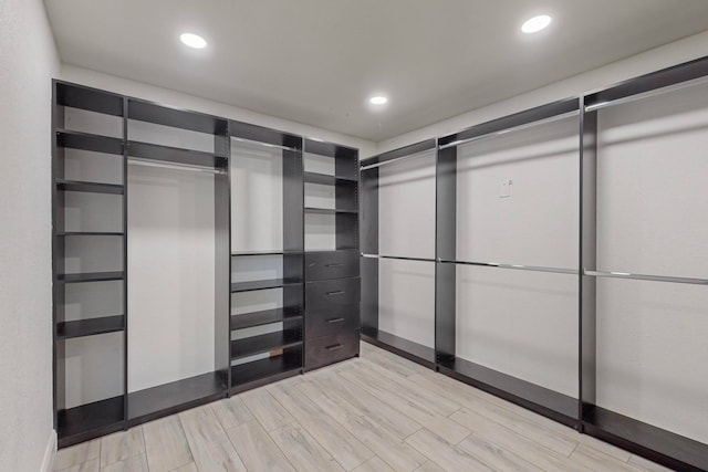 spacious closet with light wood-type flooring