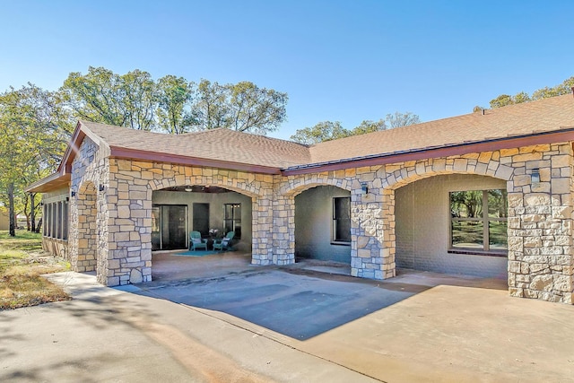 view of front of home with a patio area