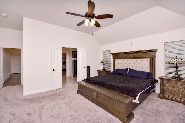 1927 Frediano Ln, Mclendon Chisholm, TX 75032 - carpeted bedroom with vaulted ceiling, baseboards, and ceiling fan