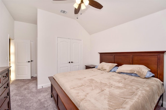 1927 Frediano Ln, Mclendon Chisholm, TX 75032 - bedroom with lofted ceiling, light colored carpet, a closet, baseboards, and ceiling fan