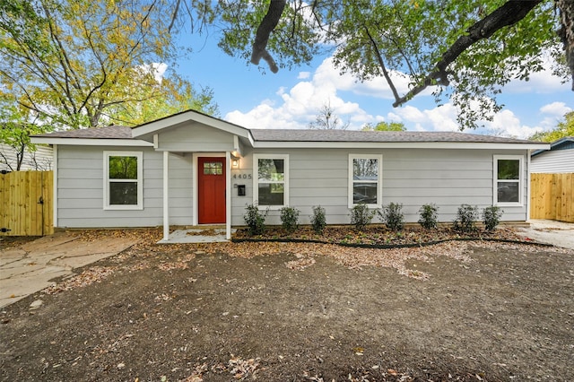 view of single story home