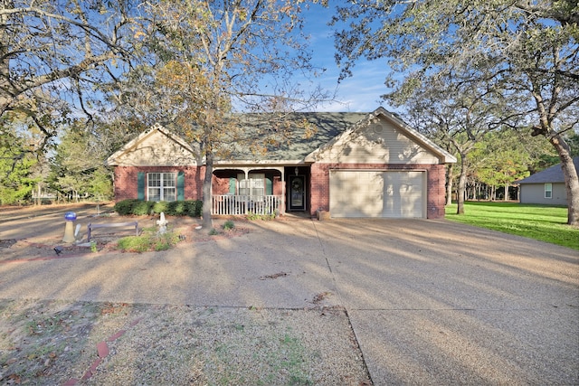 single story home with a garage