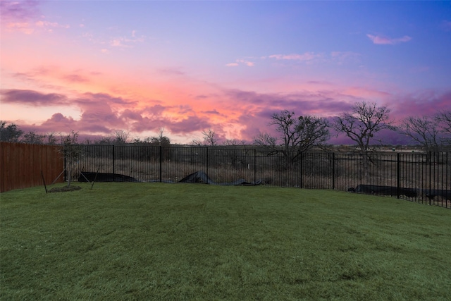 view of yard at dusk