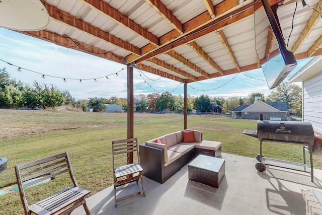 view of patio featuring grilling area and an outdoor hangout area