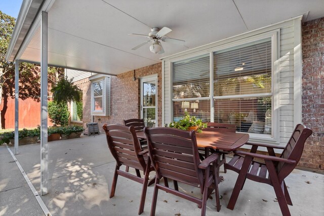 view of patio with ceiling fan