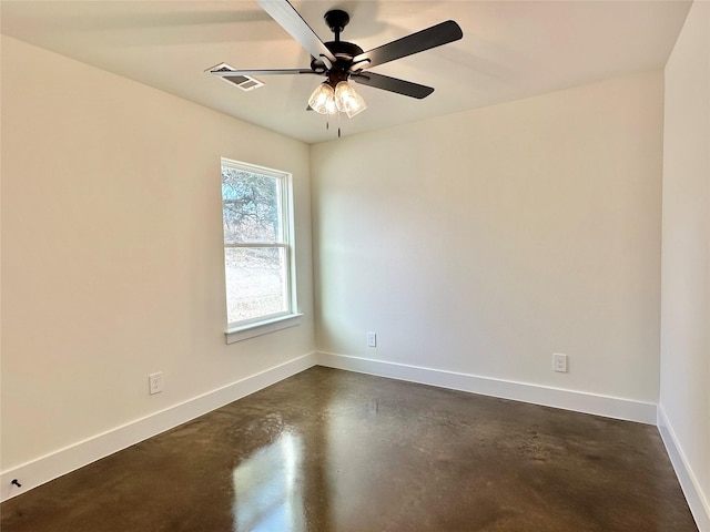 unfurnished room with ceiling fan