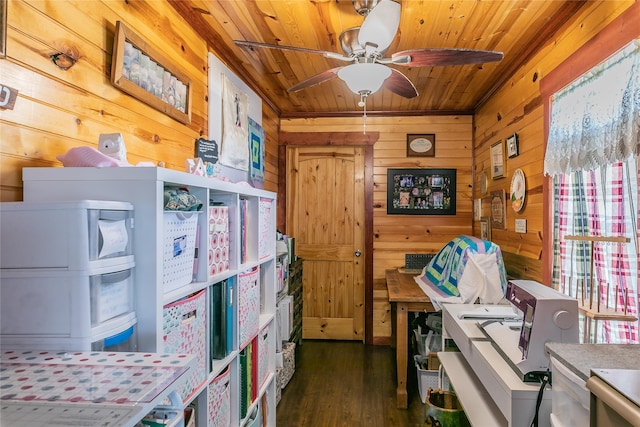 interior space featuring ceiling fan