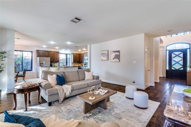 living room with hardwood / wood-style floors