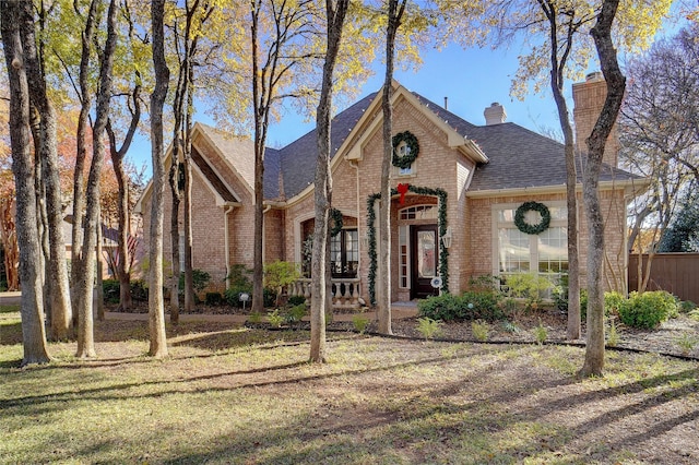 view of front of home with a front lawn