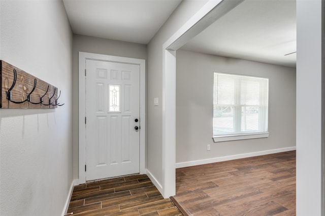 entrance foyer with dark wood-type flooring