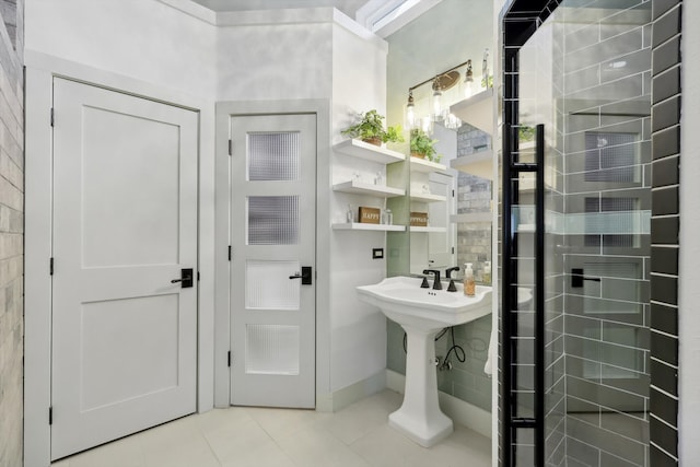 bathroom with tile patterned flooring