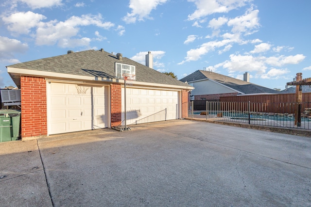 exterior space featuring a fenced in pool and central AC unit