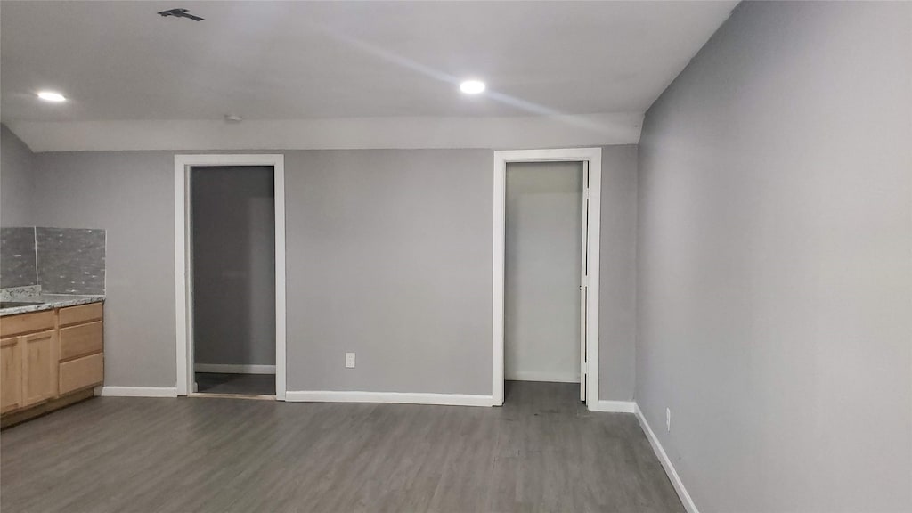 interior space featuring dark hardwood / wood-style flooring