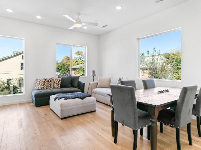 1536 Holly Ave Unit 107, Dallas, TX 75204 - dining space with light wood-style floors, recessed lighting, and a ceiling fan