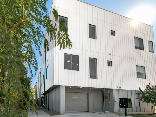 exterior space with a garage