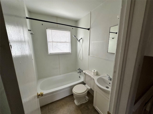 full bathroom with vanity, toilet, and tub / shower combination