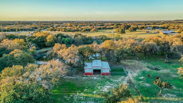 aerial view at dusk with a rural view