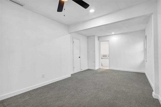 carpeted empty room with ceiling fan