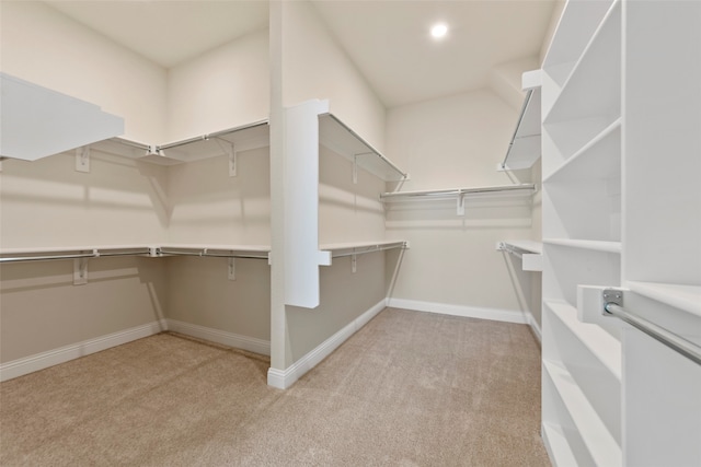 spacious closet with light carpet