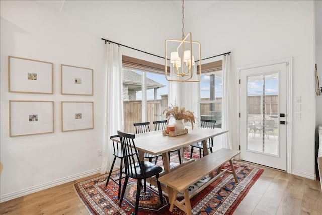 dining room featuring hardwood / wood-style floors and a notable chandelier