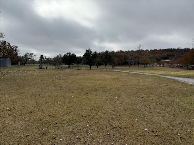 view of yard with a rural view