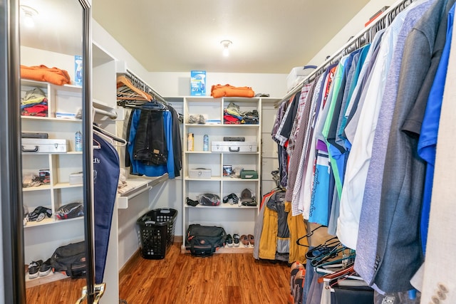 spacious closet featuring hardwood / wood-style floors