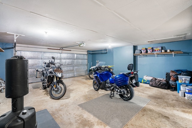 garage with a garage door opener