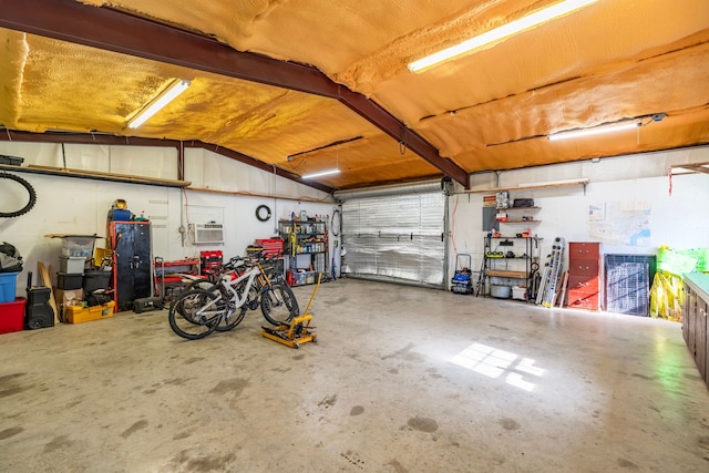 garage with a wall mounted AC