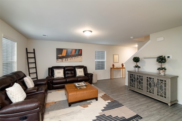 living room featuring hardwood / wood-style flooring