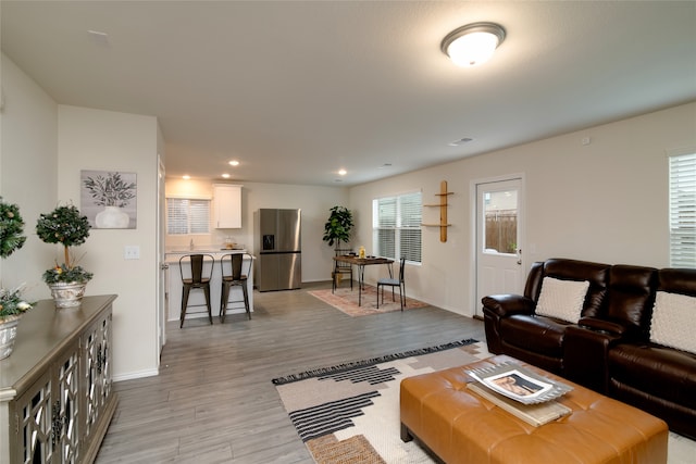 living room featuring light hardwood / wood-style floors