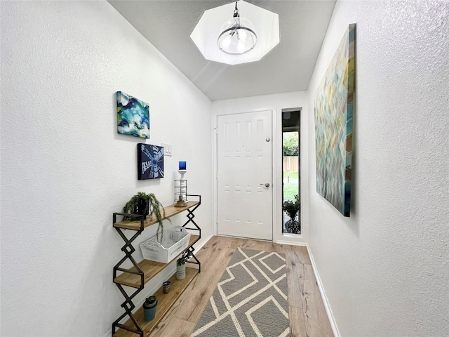 entryway with light hardwood / wood-style flooring