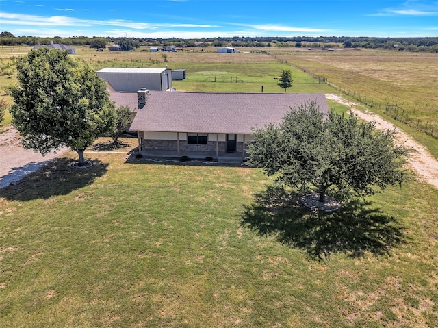 aerial view featuring a rural view