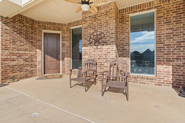 view of patio / terrace featuring ceiling fan