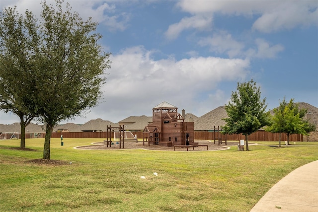 view of community with a lawn