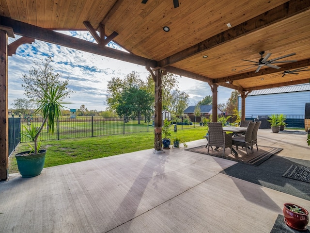 view of patio / terrace featuring ceiling fan