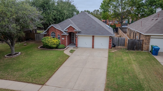 view of front of home with a garage and a front yard