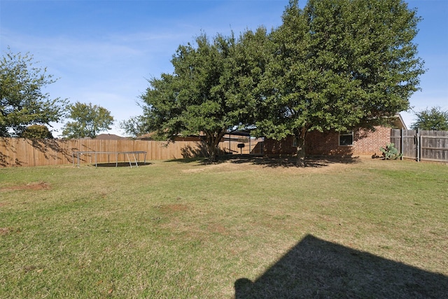 view of yard with a trampoline