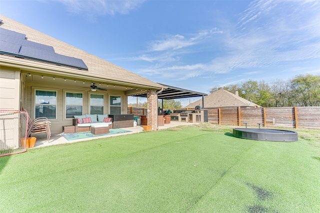 view of yard with an outdoor hangout area and a patio area