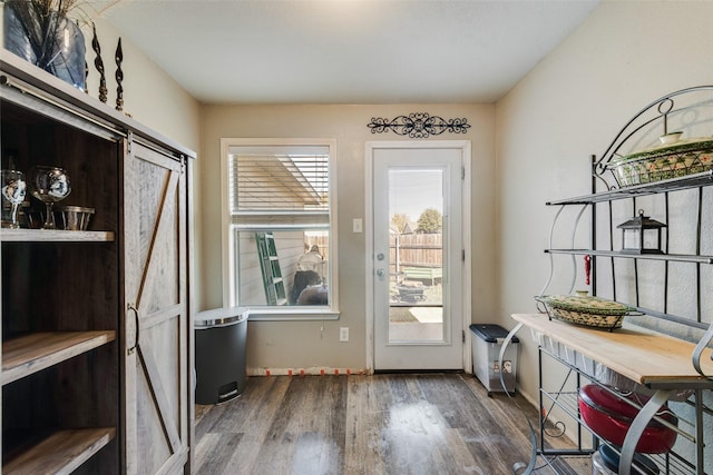 doorway to outside with dark hardwood / wood-style flooring