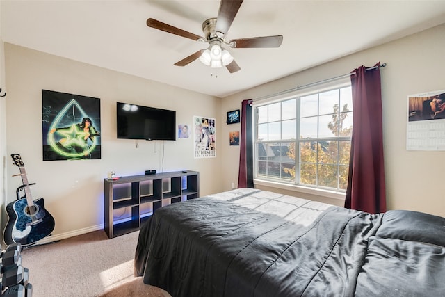 bedroom with carpet and ceiling fan