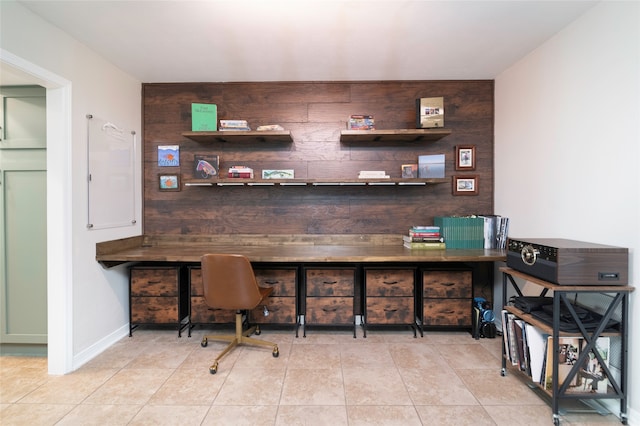 office with light tile patterned floors