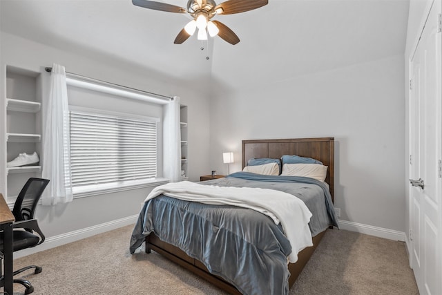 bedroom featuring carpet floors and ceiling fan