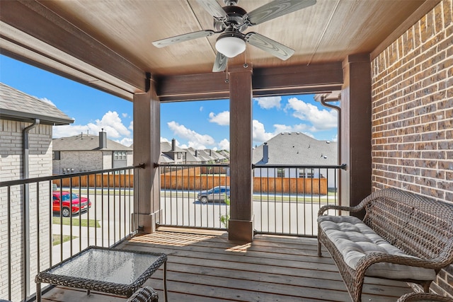 wooden terrace with ceiling fan