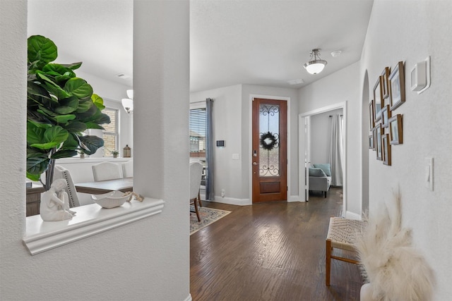 entrance foyer featuring dark hardwood / wood-style flooring