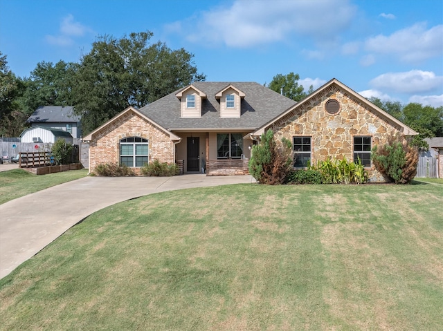 view of front of home with a front yard