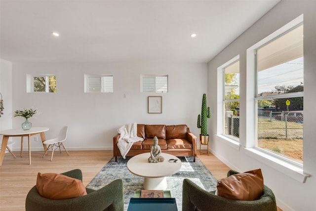 living room featuring light wood-type flooring