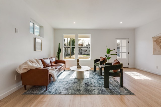 living room featuring a healthy amount of sunlight and light wood-type flooring