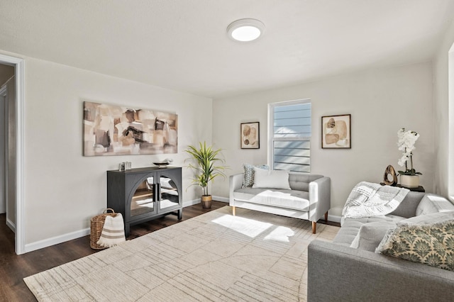 living room featuring dark hardwood / wood-style flooring