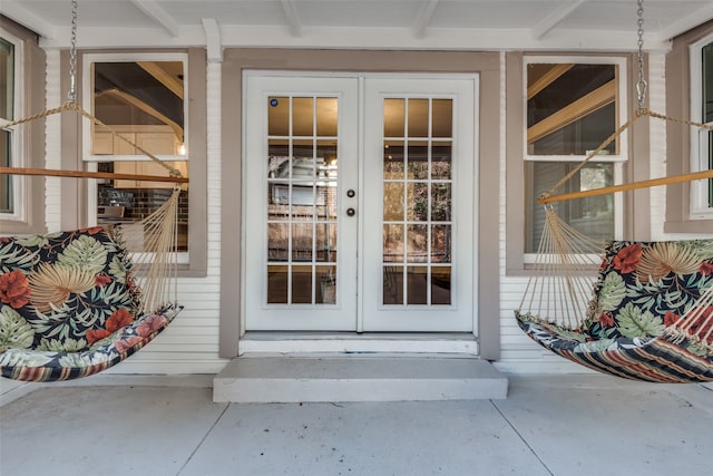 doorway to property with french doors